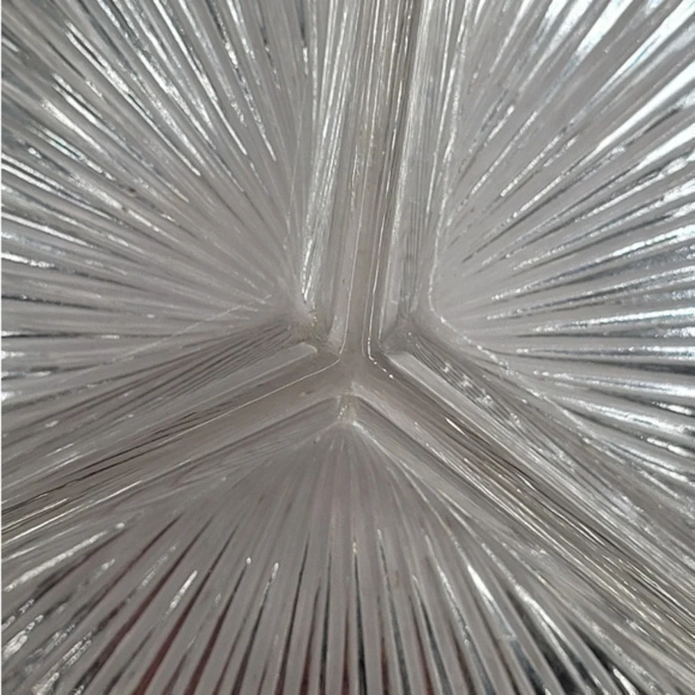 Starburst Round Three Section Divided‎ Fruit Nut Vintage Glass Serving Bowl
